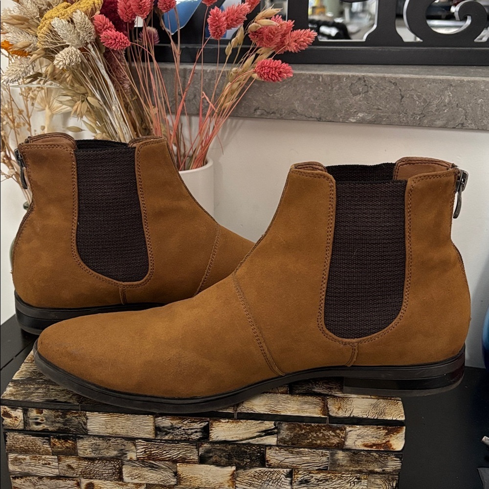 CALL IT SPRING (8) Men's Chelsea Boots Vegan Suede Tan Pull-On - Size US 8 - Picture 5 of 16